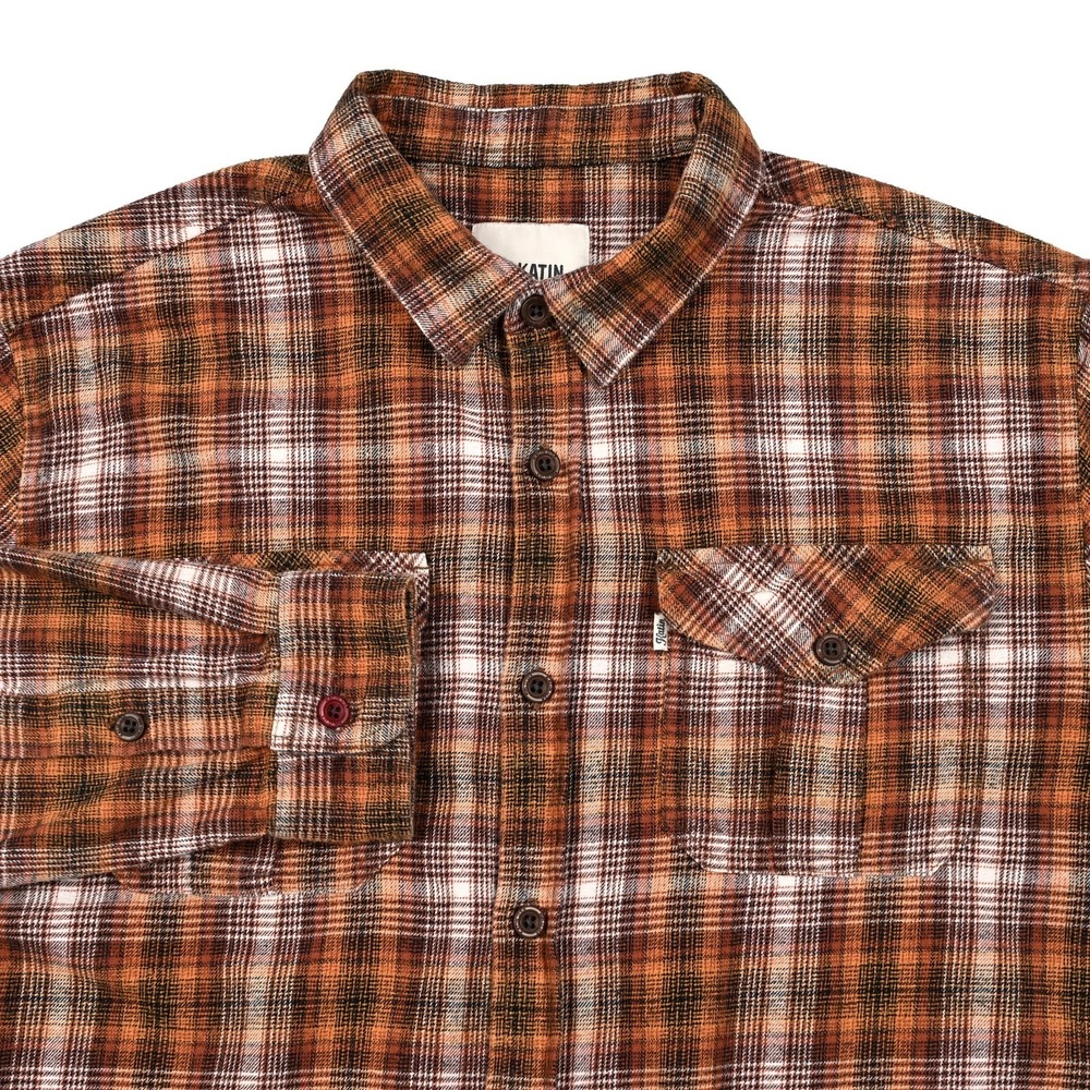Katin Men's Medium Plaid Flannel Button Up Long‎ Sleeve Cotton Casual Work Surf